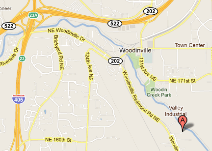 Map of Woodinville Repertory Theatre's new location at Denali Stone Slab Studio